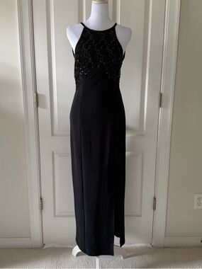 Bari Jay Black Sequin Halter Formal Dress